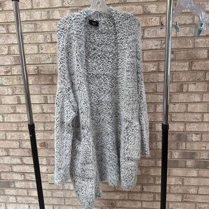 Vici Gray and White Eyelash Cozy Open Cardigan Sweater - Women's M/L